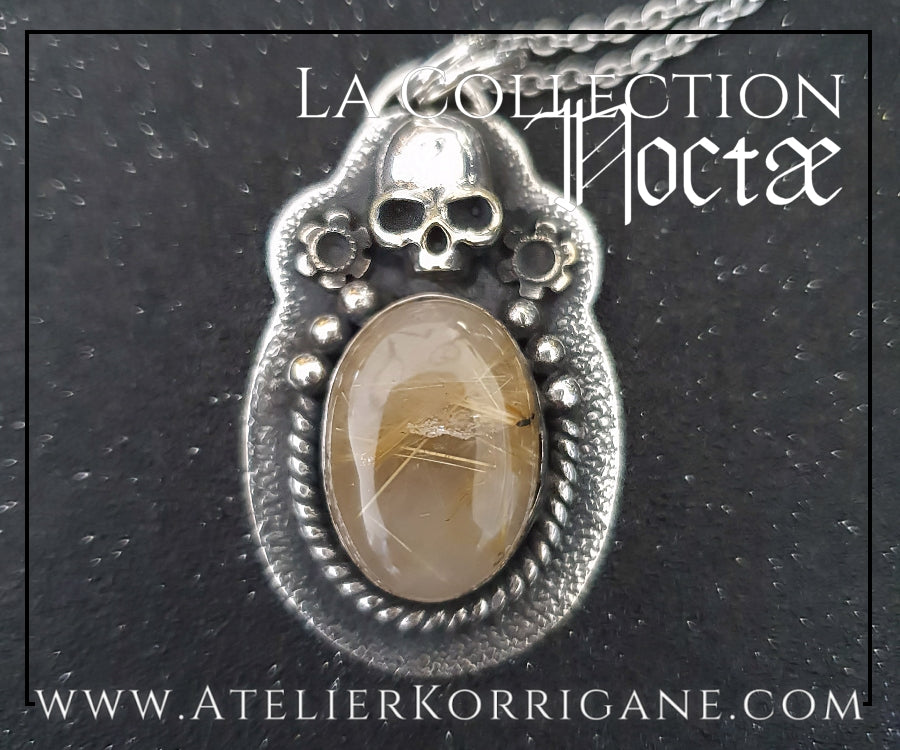 Pendentif Noctae en Quartz Rutile Doré et Argent Korrigane