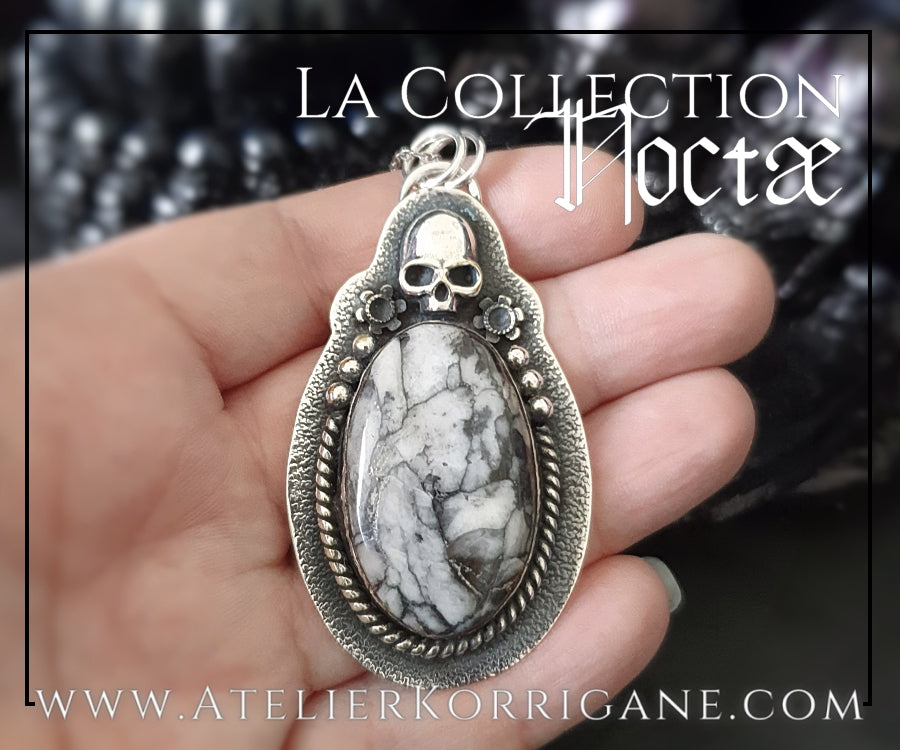 Pendentif Noctae en Pinolith et Argent Korrigane