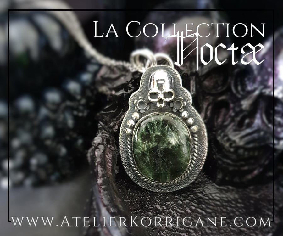 Pendentif Noctae en Séraphinite et Argent Korrigane