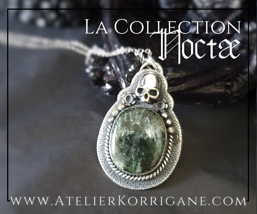 Pendentif Noctae en Séraphinite et Argent Korrigane