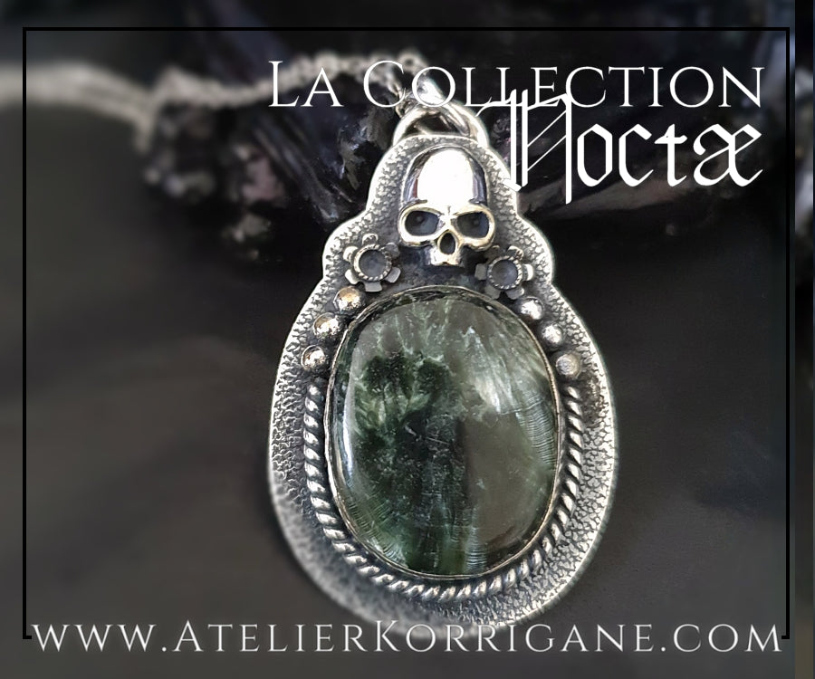 Pendentif Noctae en Séraphinite et Argent Korrigane