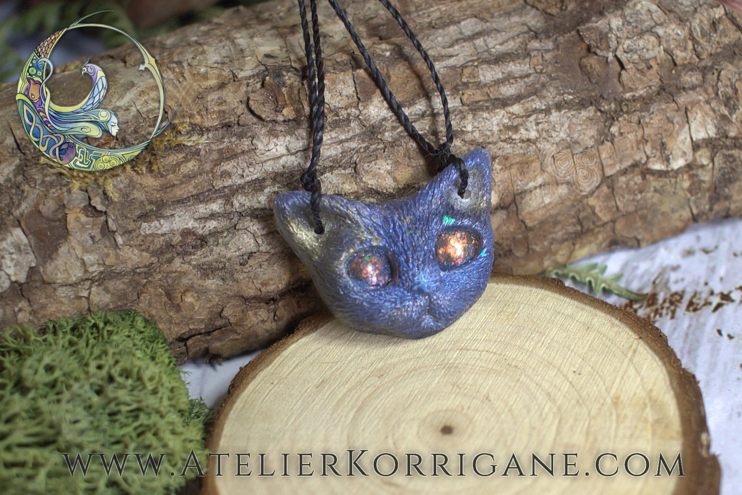 Pendentif Petit Chat Mauve-dore Korrigane