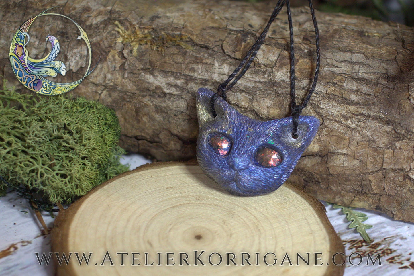 Pendentif Petit Chat Mauve-dore Korrigane