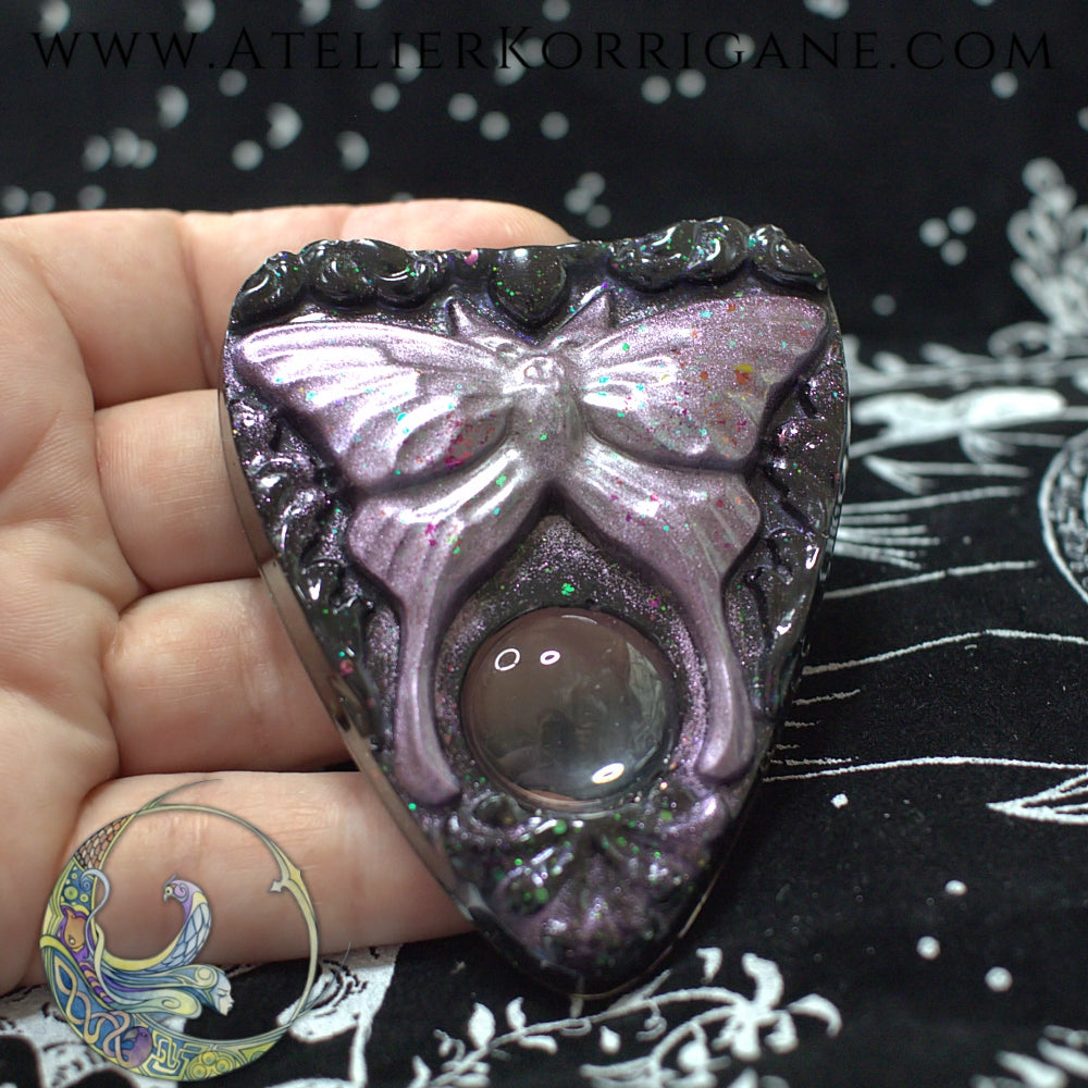 Planchette Ouija Papillon de Nuit Mauve et Noir Korrigane