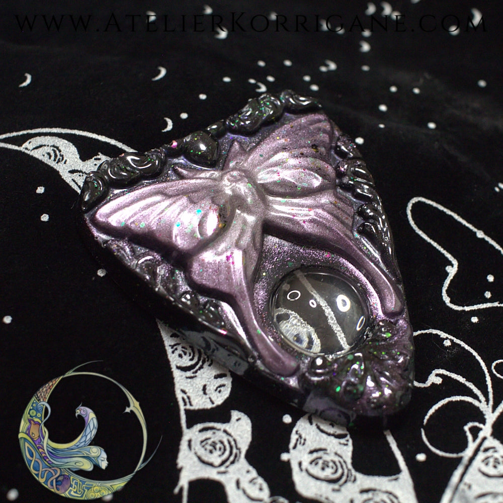 Planchette Ouija Papillon de Nuit Mauve et Noir Korrigane