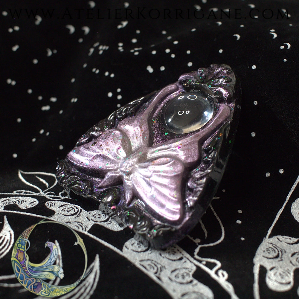 Planchette Ouija Papillon de Nuit Mauve et Noir Korrigane