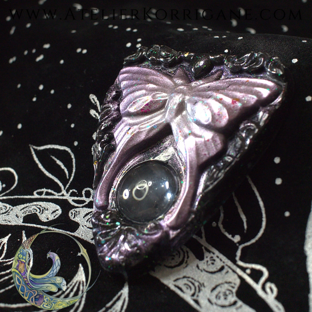 Planchette Ouija Papillon de Nuit Mauve et Noir Korrigane