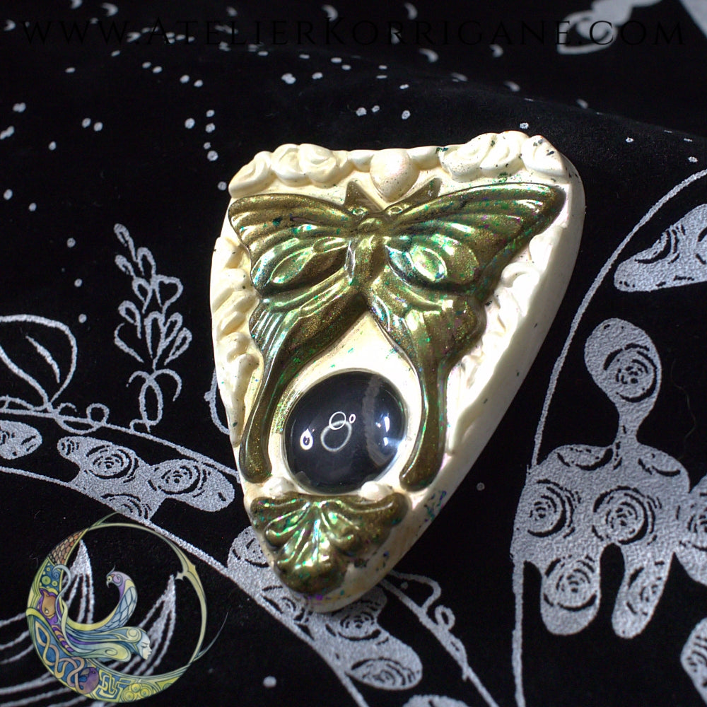 Planchette Ouija Papillon de Nuit Vert-cuivré et chair Korrigane