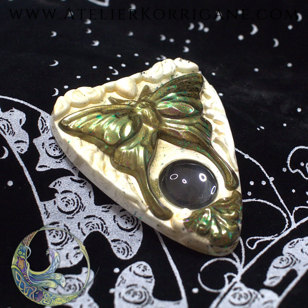 Planchette Ouija Papillon de Nuit Vert-cuivré et chair Korrigane