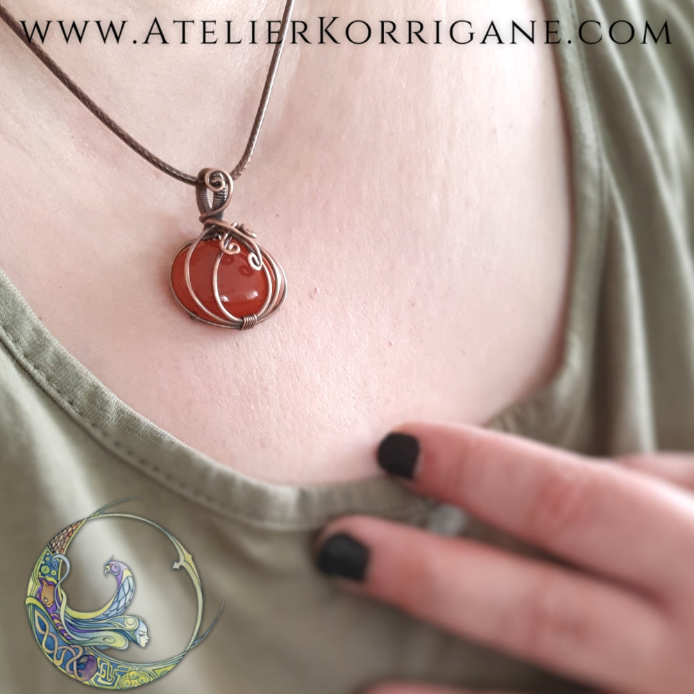 Pendentif Citrouille en Cornaline Korrigane