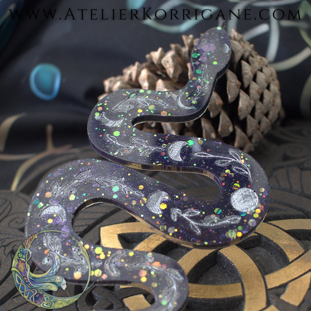Serpent totem orné de phases Lunaires V3 Korrigane