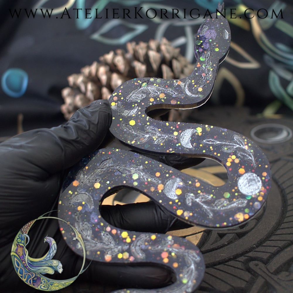 Serpent totem orné de phases Lunaires V3 Korrigane