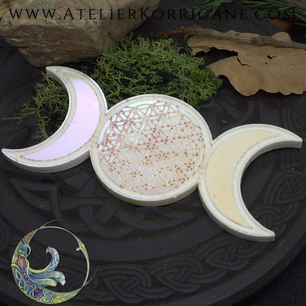 Triple Lune décorée d'une Fleur de Vie - V2 Korrigane