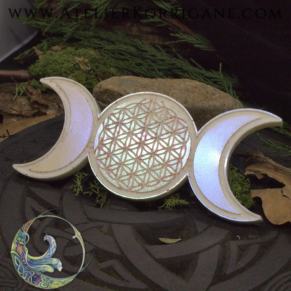 Triple Lune décorée d'une Fleur de Vie - V2 Korrigane