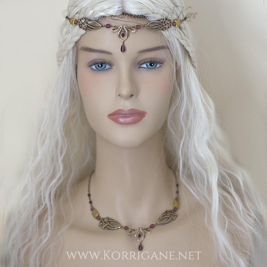 Parure Celtique Érin - Collier + Diadème + Bracelet + BOs Korrigane