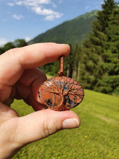 Collier Arbre de Vie en Jaspe Brun