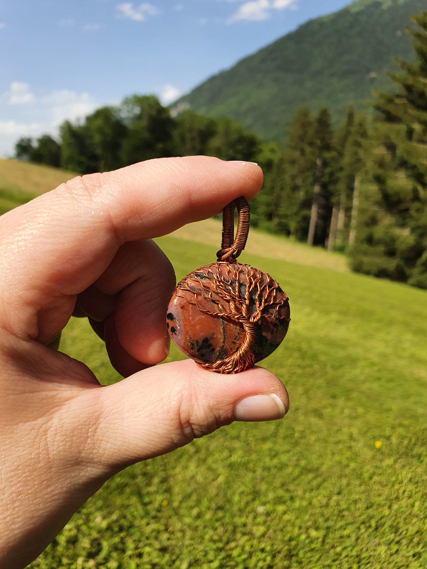 Collier Arbre de Vie en Jaspe Brun