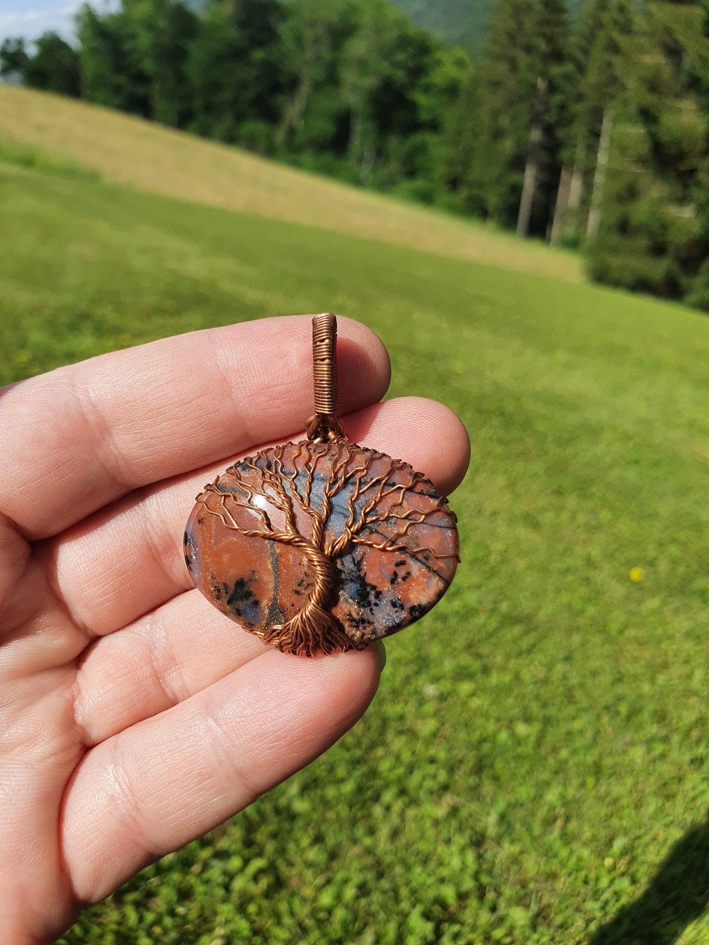 Collier Arbre de Vie en Jaspe Brun