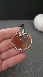 Pendentif Citrouille Simple orange & noir