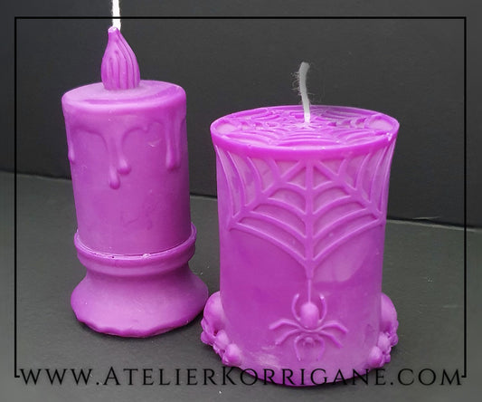 Lot de 2 Bougies Halloween Samhain violettes