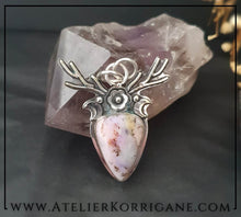 Charger l&#39;image dans la galerie, Pendentif Cernunnos Bois de Cerf Argent et Agate Dendritique