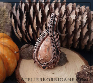 Pendentif Mabon en Jaspe Léopard pour l'ancrage à la Terre