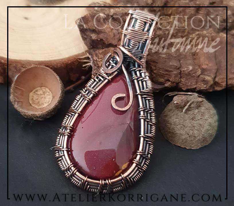 Pendentif Mabon en Jaspe Mookaite pour l'ancrage à soi