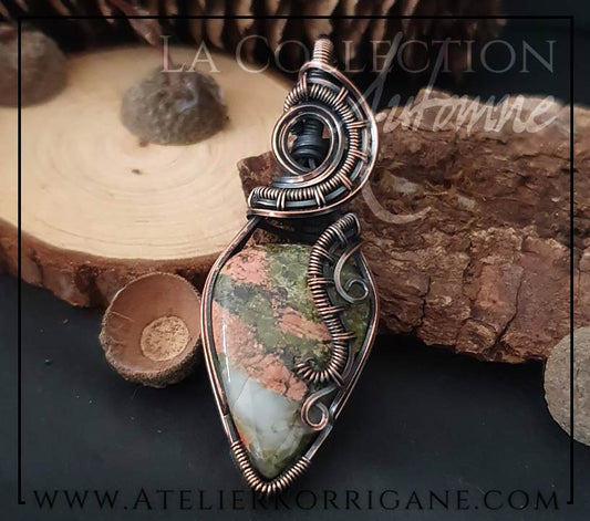 Pendentif Mabon en Jaspe Unakite pour l'équlibre