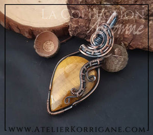 Pendentif Mabon en Œil de Tigre pour la protection