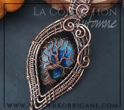 Pendentif Mabon Arbre de Vie en Labradorite Bleu Profond