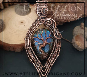 Pendentif Mabon Arbre de Vie en Labradorite Bleu Profond