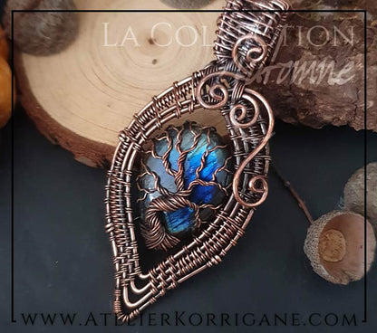 Pendentif Mabon Arbre de Vie en Labradorite Bleu Profond