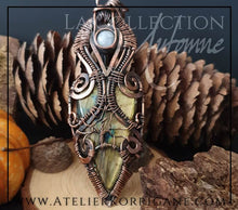 Charger l&#39;image dans la galerie, Pendentif Mabon Arbre de Vie Ethnique en Labradorite Verte et Blanche