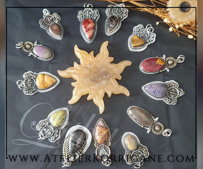 Pendentif Litha Abeilles en Agate et Argent Massif