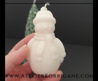 Lot de 2 Bougies Yule Arbre et Bonhomme de Neige