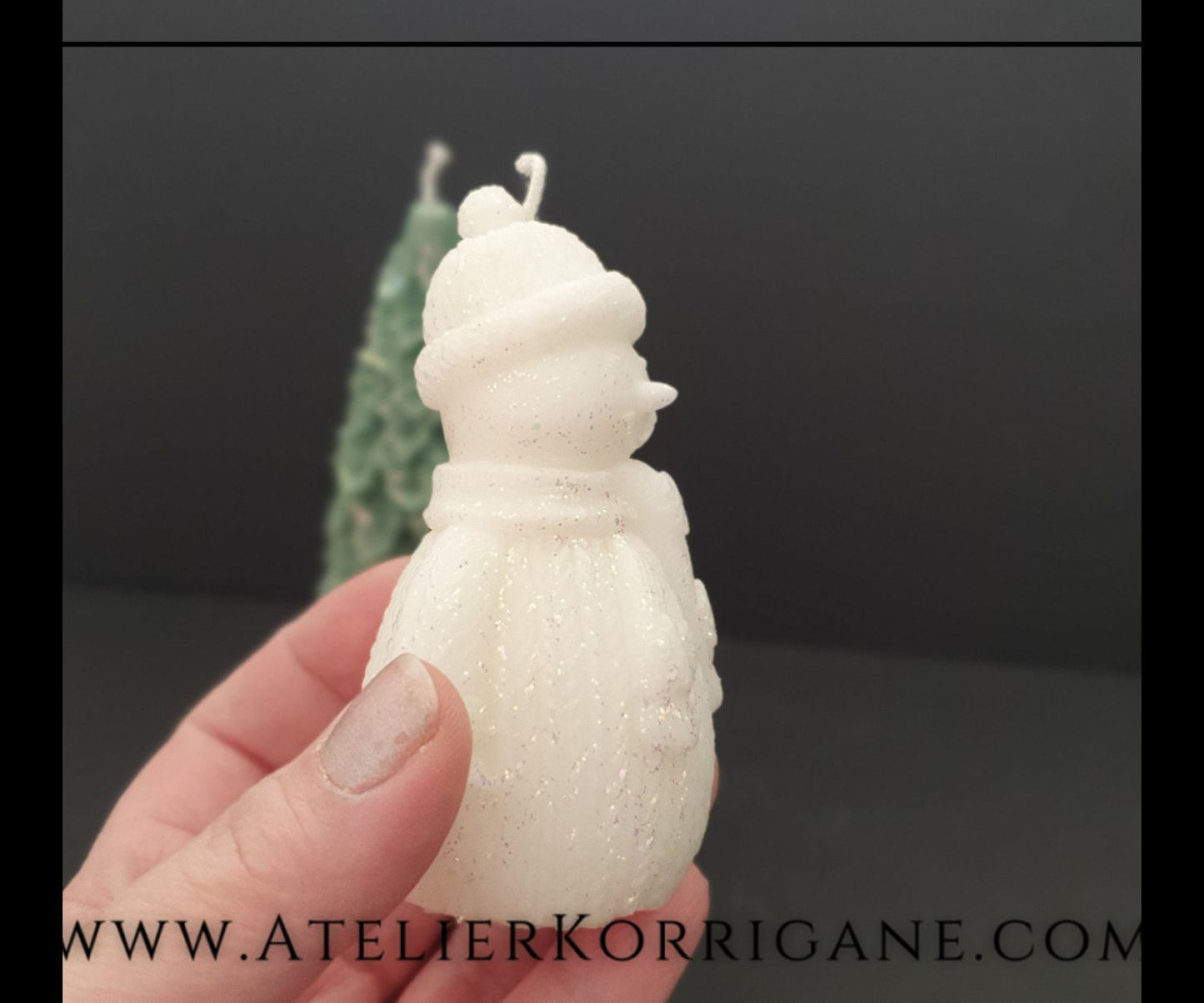 Lot de 2 Bougies Yule Arbre et Bonhomme de Neige