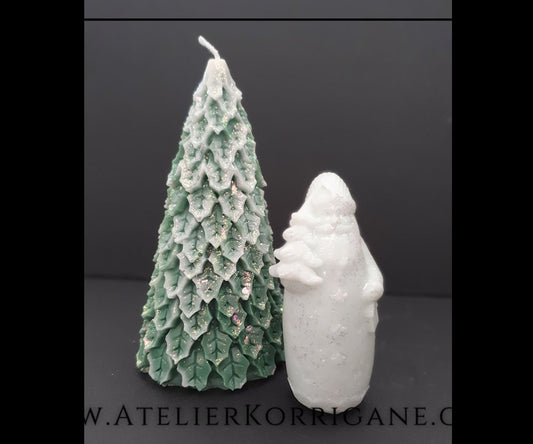 Lot de 2 Bougies Yule Arbre et Bonhomme de Neige