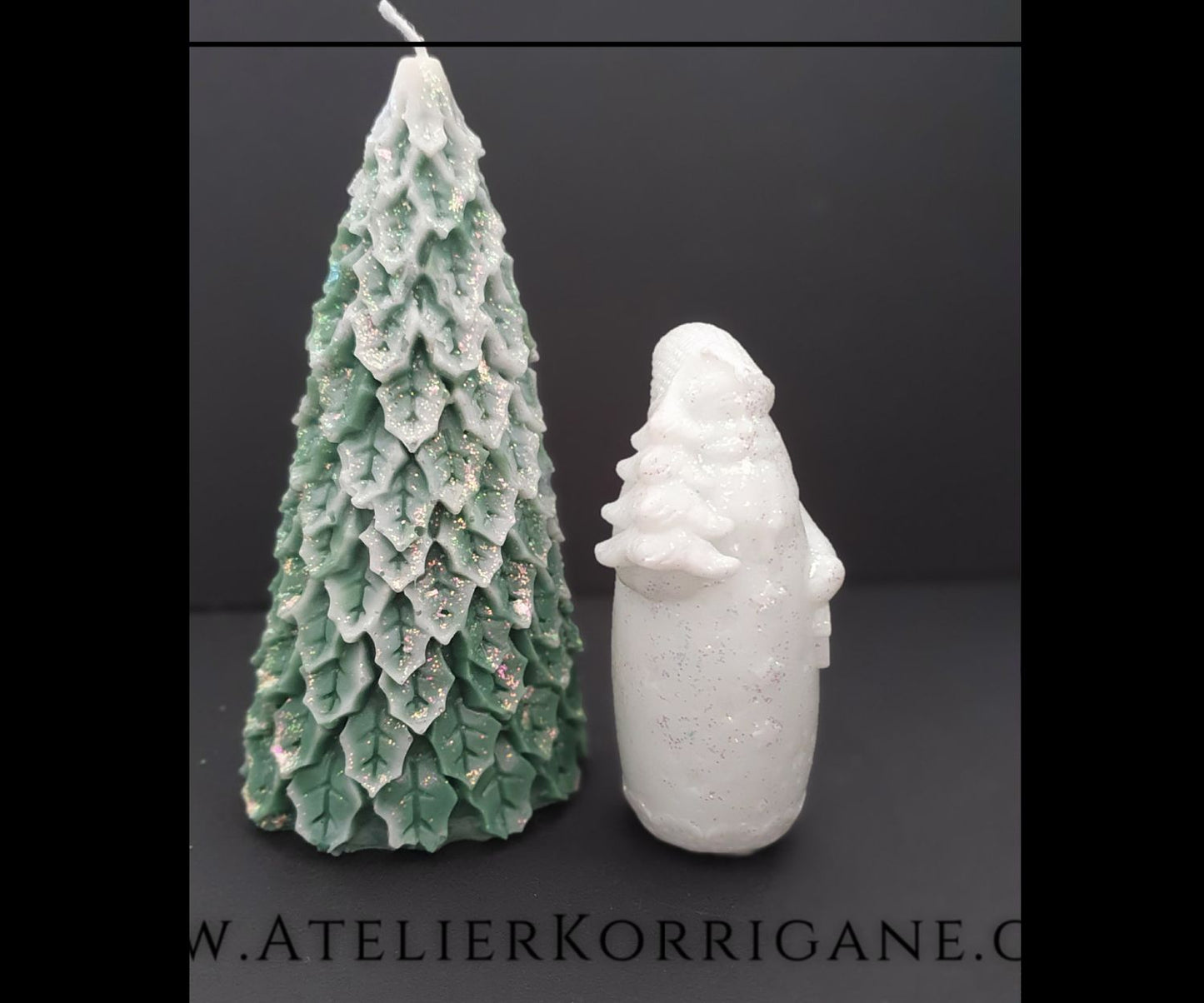 Lot de 2 Bougies Yule Arbre et Bonhomme de Neige