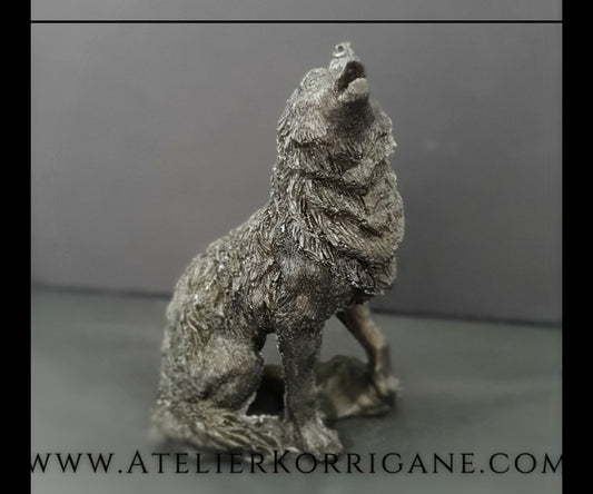 Statuette Totem Loup hurlant