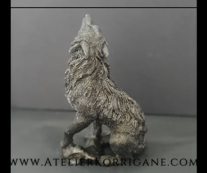 Statuette Totem Loup hurlant