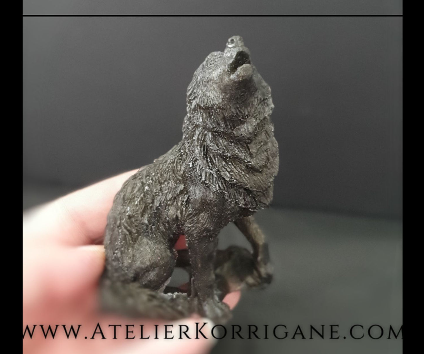 Statuette Totem Loup hurlant