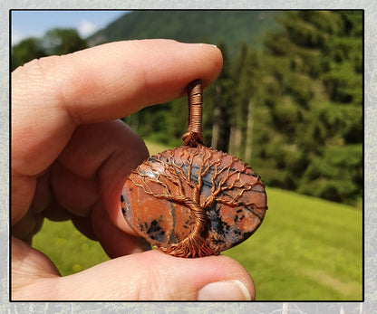 Collier Arbre de Vie en Jaspe Brun