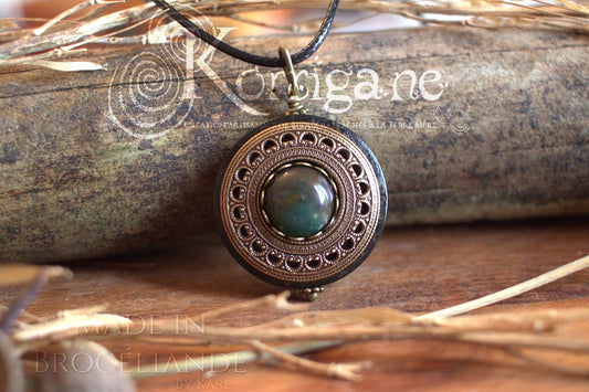 Collier Protection Pendentif 'Amddiffyn' en Agate Mousse - korrigane