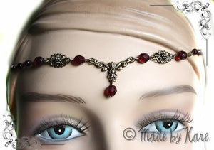 Elfen Celtic Tiara Necklace Circlet Clear Fairy Wedding Bronze Choose your Beads Colors - korrigane