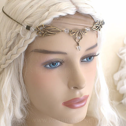 Érin Diadème Elfique Celtique Medieval Bronze Blanc Givré - korrigane