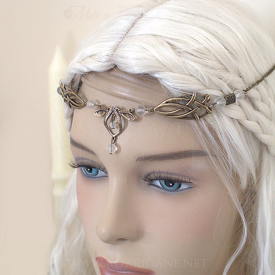 Érin Diadème Elfique Celtique Medieval Bronze Blanc Givré - korrigane