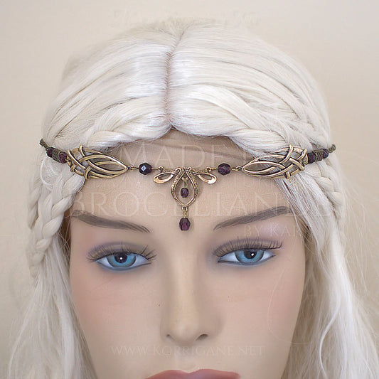 Érin Diadème Elfique Celtique Medieval Bronze Violet Velours - korrigane