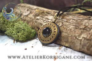 Amulette Collier Protection 'Amddiffyn' en Onyx Korrigane