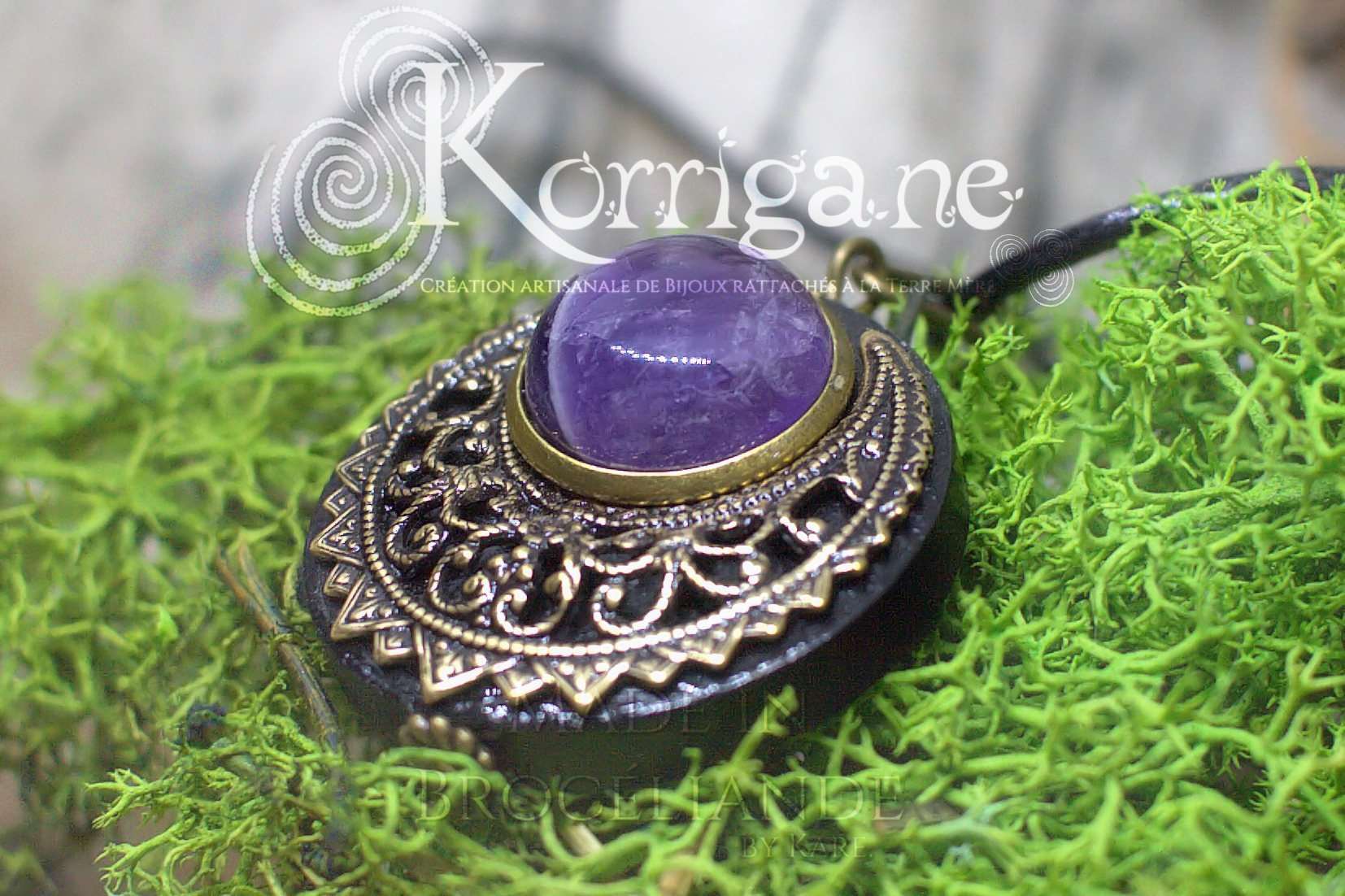 Amulette Lleuad Collier de Protection Lune Korrigane