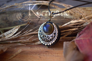 Amulette Lune "Lleuad" Collier de Protection - Labradorite - Wicca - Talisman Triple Déesse Korrigane